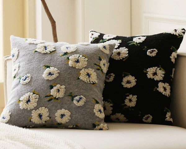 Square Modern Throw Pillows for Couch, Contemporary Modern Sofa Pillows, Flower Decorative Pillow Covers, Decorative Pillows for Bedroom-ArtWorkCrafts.com