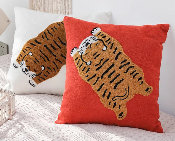 Contemporary Modern Sofa Pillow Covers, Square Modern Throw Pillows for Couch, Lovely Tiger Decorative Pillows for Children's Room, Decorative Pillows for Bedroom-ArtWorkCrafts.com