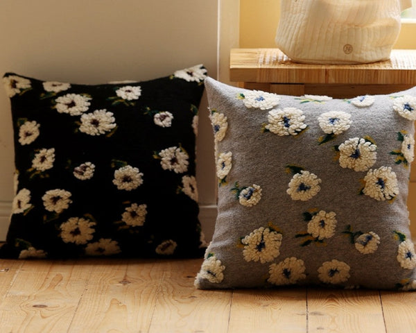 Square Modern Throw Pillows for Couch, Contemporary Modern Sofa Pillows, Flower Decorative Pillow Covers, Decorative Pillows for Bedroom-ArtWorkCrafts.com