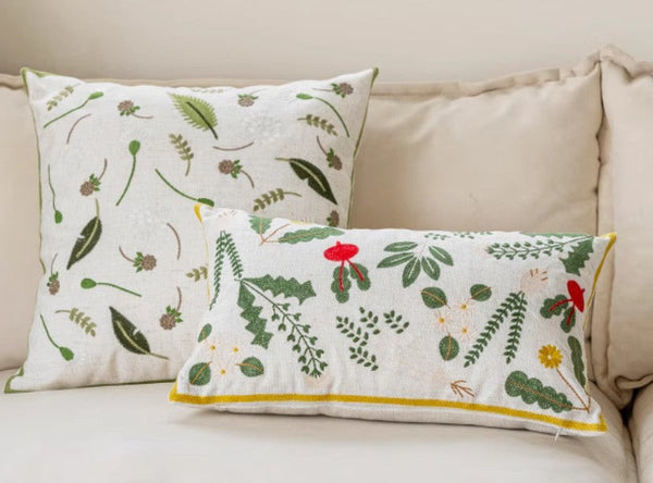 Decorative Pillows for Couch, Spring Flower Decorative Throw Pillows, Farmhouse Sofa Decorative Pillows, Embroider Flower Cotton Pillow Covers-ArtWorkCrafts.com