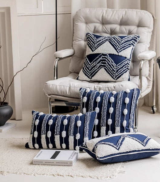 Modern Decorative Pillows for Bedroom, Decorative Pillow Covers, Blue Square Modern Decorative Pillows for Couch, Contemporary Modern Sofa Pillows-ArtWorkCrafts.com