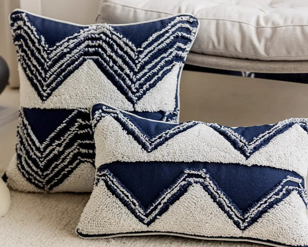 Blue Square Modern Decorative Pillows for Couch, Contemporary Modern Sofa Pillows, Modern Decorative Pillows for Bedroom, Decorative Pillow Covers-ArtWorkCrafts.com
