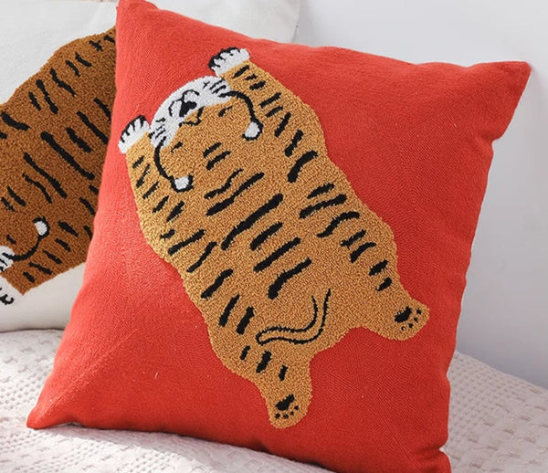 Contemporary Modern Sofa Pillow Covers, Square Modern Throw Pillows for Couch, Lovely Tiger Decorative Pillows for Children's Room, Decorative Pillows for Bedroom-ArtWorkCrafts.com