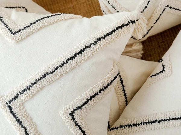 Geometric Square Modern Throw Pillows for Couch, Beige Decorative Throw Pillows, Contemporary Throw Pillow for Interior Design-ArtWorkCrafts.com