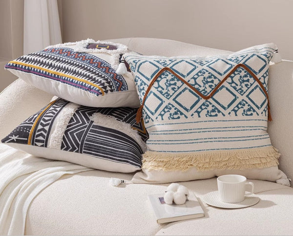 Bohemian Decorative Sofa Pillows for Bedroom, Decorative Square Pillow Covers, Geometric Pattern Decorative Pillow for Couch-ArtWorkCrafts.com