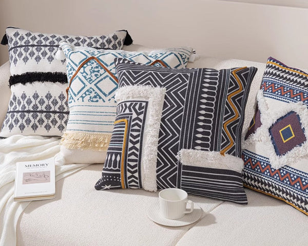 Bohemian Decorative Sofa Pillows for Bedroom, Decorative Square Pillow Covers, Geometric Pattern Decorative Pillow for Couch-ArtWorkCrafts.com