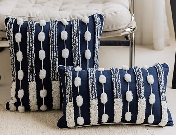 Blue Square Modern Decorative Pillows for Couch, Contemporary Modern Sofa Pillows, Modern Decorative Pillows for Bedroom, Decorative Pillow Covers-ArtWorkCrafts.com