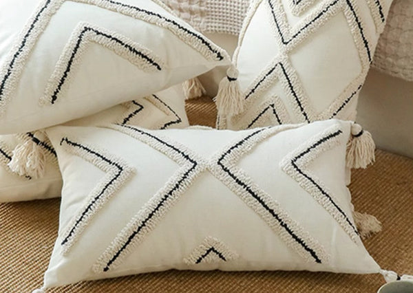 Geometric Square Modern Throw Pillows for Couch, Beige Decorative Throw Pillows, Contemporary Throw Pillow for Interior Design-ArtWorkCrafts.com
