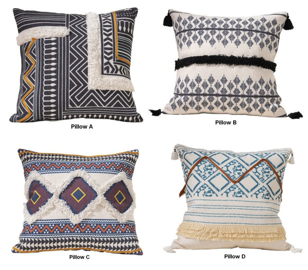 Bohemian Decorative Sofa Pillows for Bedroom, Decorative Square Pillow Covers, Geometric Pattern Decorative Pillow for Couch-ArtWorkCrafts.com
