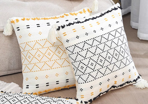 Square Pillows for Couch, Contemporary Modern Pillow Covers, Oriental Decorative Throw Pillows for Bedroom, Bohemian Decorative Sofa Pillows-ArtWorkCrafts.com