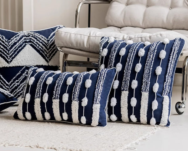 Blue Square Modern Decorative Pillows for Couch, Contemporary Modern Sofa Pillows, Modern Decorative Pillows for Bedroom, Decorative Pillow Covers-ArtWorkCrafts.com