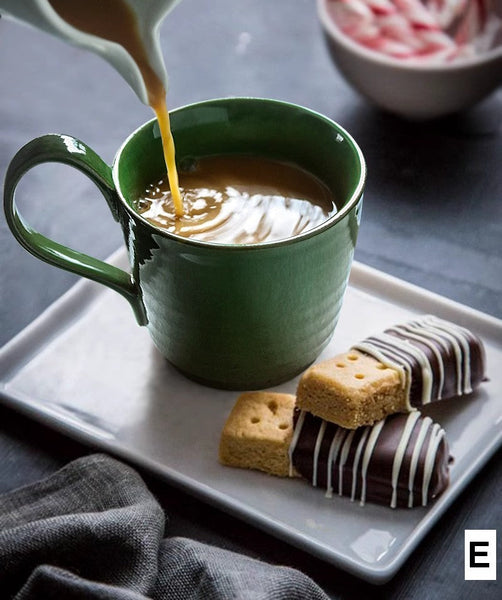 Modern Handmade Pottery Coffee Cup, Creative Brown Green Blue Ceramic Coffee Mugs, Large Unique Tea Cup, Large Capacity Coffee Cups-ArtWorkCrafts.com