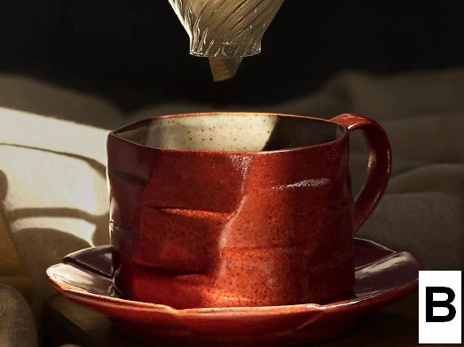Unique Tea Cup and Saucer, 8 oz Modern Handmade Pottery Coffee Cup, Creative Ceramic Coffee Cup with Saucer, Tea Cup Set for Traditional Afternoon Tea-ArtWorkCrafts.com