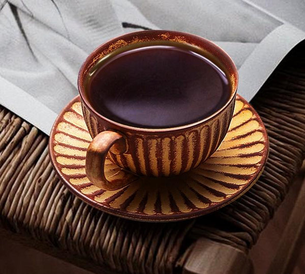 Brown Pottery Coffee Cups, Cappuccino Coffee Mug, Latte Coffee Cup, White Tea Cup, Ceramic Coffee Cup, Coffee Cup and Saucer Set-ArtWorkCrafts.com