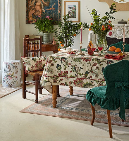 Spring Flower Table Cover for Kitchen, Large Modern Rectangular Tablecloth Ideas for Dining Room Table, Rustic Garden Floral Tablecloth for Round Table-ArtWorkCrafts.com