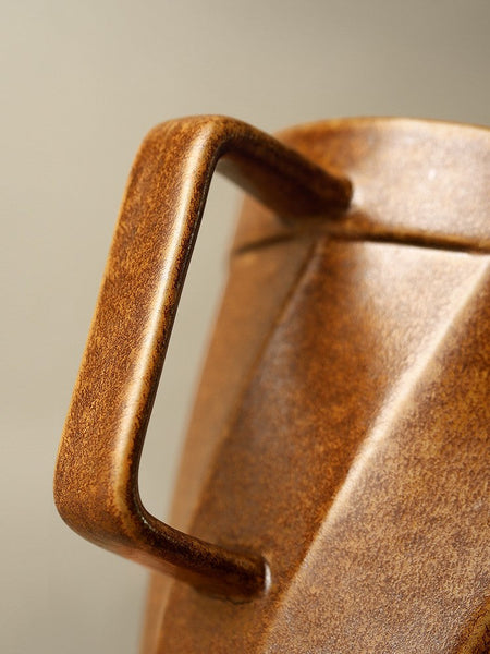 Unique Tea Cup, Large Capacity Coffee Mug with Cover, Large Modern Handmade Pottery Coffee Cup, Creative Brown Green Blue Black Ceramic Coffee Mugs-ArtWorkCrafts.com