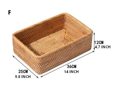 Rectangular Storage Basket for Living Room, Small Kitchen Storage Baskets, Woven Storage Baskets, Rattan Storage Baskets for Shelves-ArtWorkCrafts.com