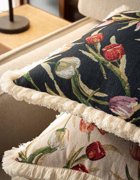 Tulip Flower Pillow Covers, Large Flower Decorative Pillows for Bedroom, Decorative Sofa Pillows for Couch, Farmhouse Decorative Pillows-ArtWorkCrafts.com