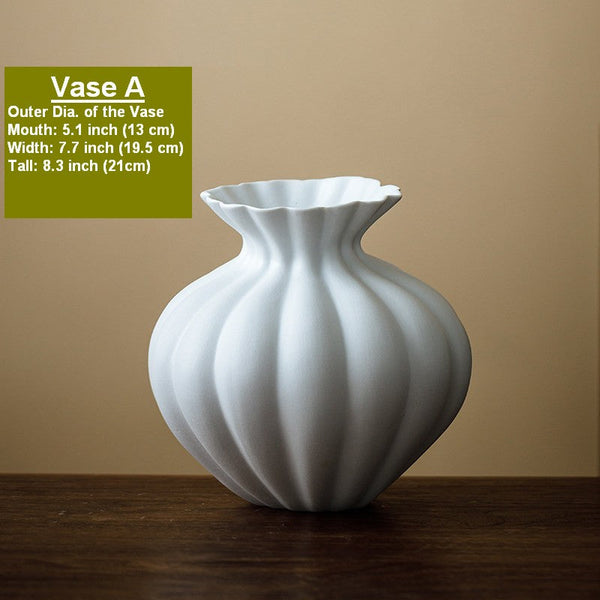 Handmade Water Holding Flower Vases, Modern Black Flower Vase Centerpiece on Table, Porcelain Flower Vases, Ceramic Bouquet Vases-ArtWorkCrafts.com