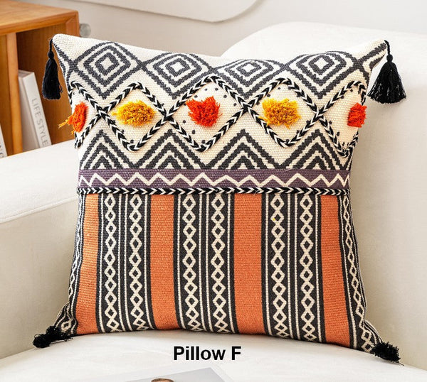 Oriental Square Pillows for Couch, Geometric Modern Pillows, Decorative Throw Pillows for Living Room, Bohemian Decorative Sofa Pillows-ArtWorkCrafts.com