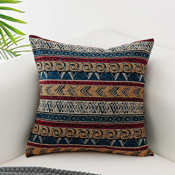 Bohemian Decorative Sofa Pillows, Geometric Pattern Chenille Throw Pillow for Couch, Decorative Throw Pillows-ArtWorkCrafts.com