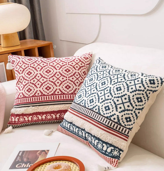 Contemporary Modern Pillow Covers, Square Pillows for Couch, Oriental Decorative Throw Pillows for Bedroom, Bohemian Decorative Sofa Pillows-ArtWorkCrafts.com
