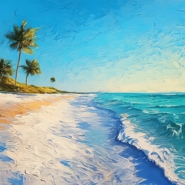 Heavy Texture Canvas Art, Small Palette Knife Oil Paintings, Original Small Landscape Paintings, Florida Seashore Beach Palm Tree Painting, Easy Landscape Painting Ideas, Simple Small Canvas Paintings-ArtWorkCrafts.com