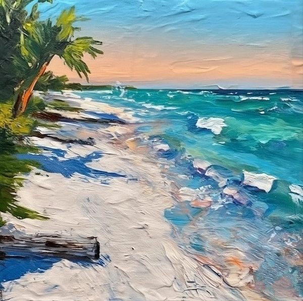 Small Palette Knife Oil Paintings, Easy Landscape Painting Ideas, Simple Small Canvas Paintings, Original Small Landscape Paintings, Florida Seashore Beach Painting, Heavy Texture Canvas Art-ArtWorkCrafts.com