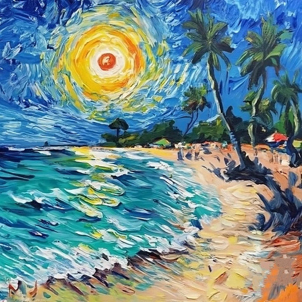 Small Palette Knife Oil Paintings, Original Small Landscape Paintings, Florida Seashore Beach Painting, Easy Landscape Painting Ideas, Simple Small Canvas Paintings, Heavy Texture Canvas Artwork-ArtWorkCrafts.com