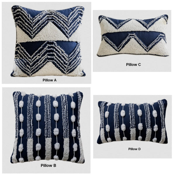 Modern Decorative Pillows for Bedroom, Decorative Pillow Covers, Blue Square Modern Decorative Pillows for Couch, Contemporary Modern Sofa Pillows-ArtWorkCrafts.com