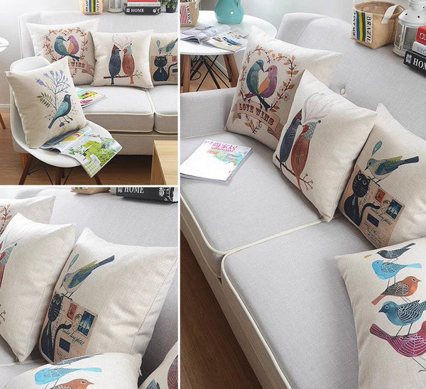 Love Birds Throw Pillows for Couch, Singing Birds Decorative Throw Pillows, Modern Sofa Decorative Pillows, Decorative Pillow Covers-ArtWorkCrafts.com