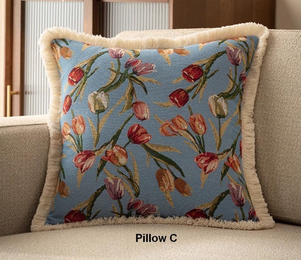 Tulip Flower Pillow Covers, Large Flower Decorative Pillows for Bedroom, Decorative Sofa Pillows for Couch, Farmhouse Decorative Pillows-ArtWorkCrafts.com
