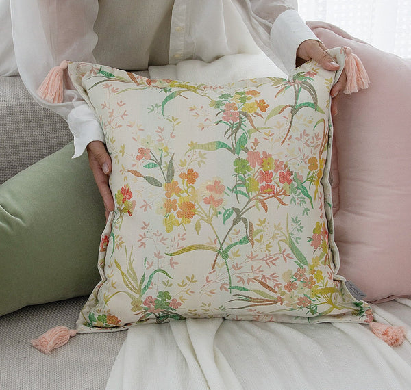 Living Room Decorative Pillows, Modern Decorative Cushions, Decorative Pillows for Bed, Decorative Pillow Arrangement Ideas for Interior Design, Embroidered Floral Bird Pattern Pillow Covers-ArtWorkCrafts.com