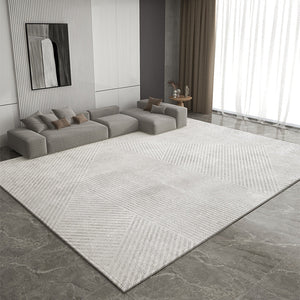 Geometric Modern Rug Placement Ideas for Dining Room, Gray Contemporary Modern Rugs for Living Room, Extra Large Modern Rugs for Bedroom-ArtWorkCrafts.com
