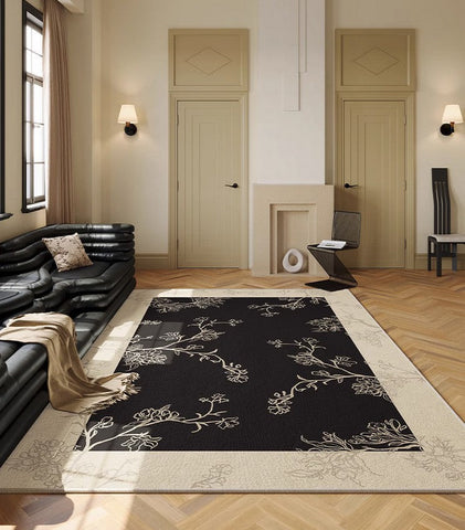 Bedroom Modern Rugs, French Style Flower Pattern Rugs for Interior Design, Contemporary Modern Rugs under Dining Room Table, Flower Pattern Modern Rugs for Living Room