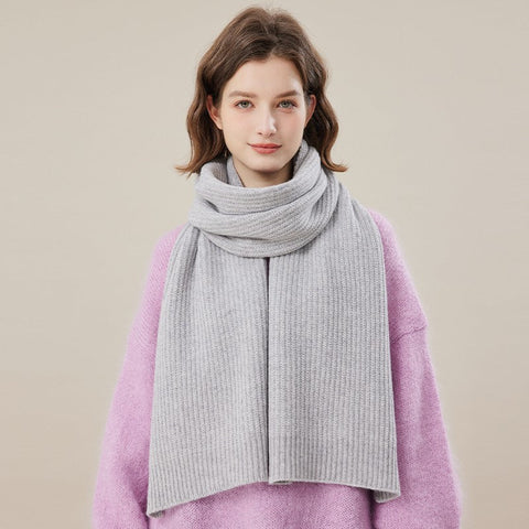 Warm Winter Scarf, Soft Cashmere Scarf for Women, Casual Scarf for Women, Cold Weather Scarf, Fashion Designer Scarf, Green White Grey Wool Scarf for Women-ArtWorkCrafts.com