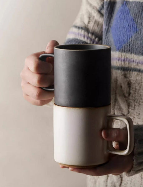 Large Capacity Coffee Mugs, Unique Tea Cup, Large Modern Handmade Pottery Coffee Cup, Creative White Black Ceramic Coffee Mugs-ArtWorkCrafts.com