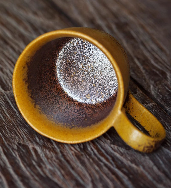 Modern Handmade Pottery Coffee Cup, Creative Brown Green Blue Ceramic Coffee Mugs, Large Unique Tea Cup, Large Capacity Coffee Cups-ArtWorkCrafts.com