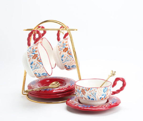 Porcelain Tea Cup Set, Ceramic Coffee Cup Set, Tea Cup With Saucer, Coffee Cup With Saucer, British Afternoon Tea Set, Gift Box Tea Set-ArtWorkCrafts.com