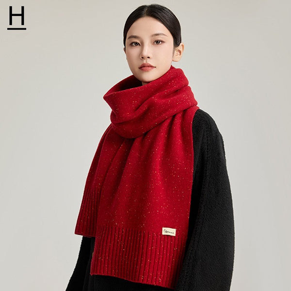 Casual Scarf for Women, Cold Weather Scarf, Fashion Designer Scarf, Red Winter Scarf, Modern Wool Scarf for Women, Soft Cashmere Scarf for Women-ArtWorkCrafts.com