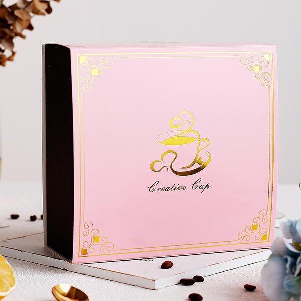 British Tea Cups, Porcelain Coffee Cups, Tea Cups and Saucers, Coffee Cups with Gold Trim and Gift Box, Latte Coffee Cups-ArtWorkCrafts.com