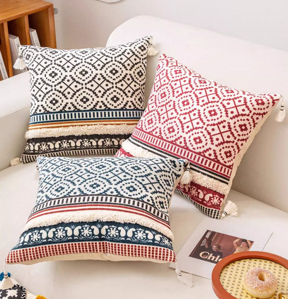 Contemporary Modern Pillow Covers, Square Pillows for Couch, Oriental Decorative Throw Pillows for Bedroom, Bohemian Decorative Sofa Pillows-ArtWorkCrafts.com