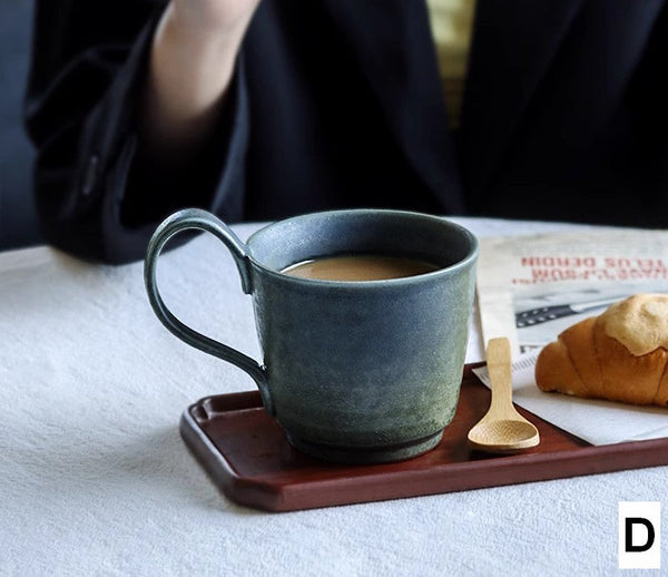 Modern Handmade Pottery Coffee Cup, Creative Brown Green Blue Ceramic Coffee Mugs, Large Unique Tea Cup, Large Capacity Coffee Cups-ArtWorkCrafts.com