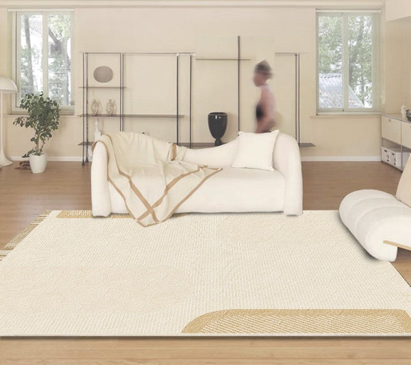 Cream Color Geometric Modern Rugs, Contemporary Soft Rugs for Living Room, Bedroom Modern Rugs, Modern Rugs for Dining Room-ArtWorkCrafts.com