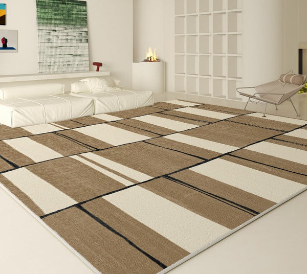 Abstract Contemporary Modern Rugs for Living Room, Large Soft Rugs for Bedroom, Geometric Modern Rug Placement Ideas for Dining Room-ArtWorkCrafts.com