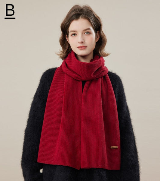 Fashion Designer Scarf, Cold Weather Scarf, Casual Scarf for Women, Red Winter Scarf, Modern Wool Scarf for Women, Soft Cashmere Scarf for Women-ArtWorkCrafts.com