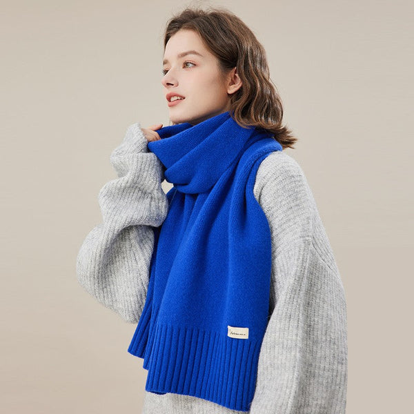 Blue Casual Scarf for Women, Modern Winter Scarf, Fashion Designer Scarf, Cold Weather Scarf, Wool Scarf for Women, Soft Cashmere Scarf for Women-ArtWorkCrafts.com