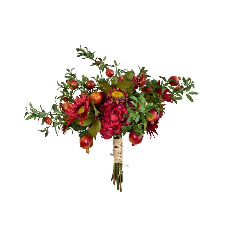 Beautiful Flower Arrangement for Home Decoration, Large Bunch of Pomegranate Branch, Table Centerpiece, Real Touch Artificial Floral for Dining Room-ArtWorkCrafts.com