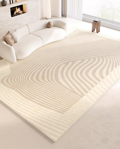 Cream Color Rugs under Dining Room Table, Abstract Area Rugs for Living Room, Geometric Contemporary Modern Rugs Next to Bed, Modern Carpets for Kitchen-ArtWorkCrafts.com