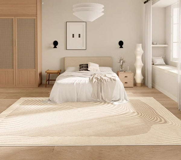 Cream Color Rugs under Dining Room Table, Abstract Area Rugs for Living Room, Geometric Contemporary Modern Rugs Next to Bed, Modern Carpets for Kitchen-ArtWorkCrafts.com